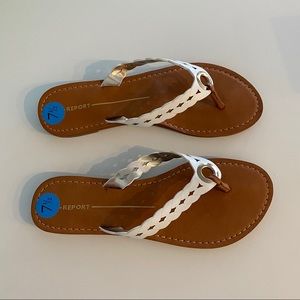 Report Shea Flip Flop Slip-on Sandals in White/Tan